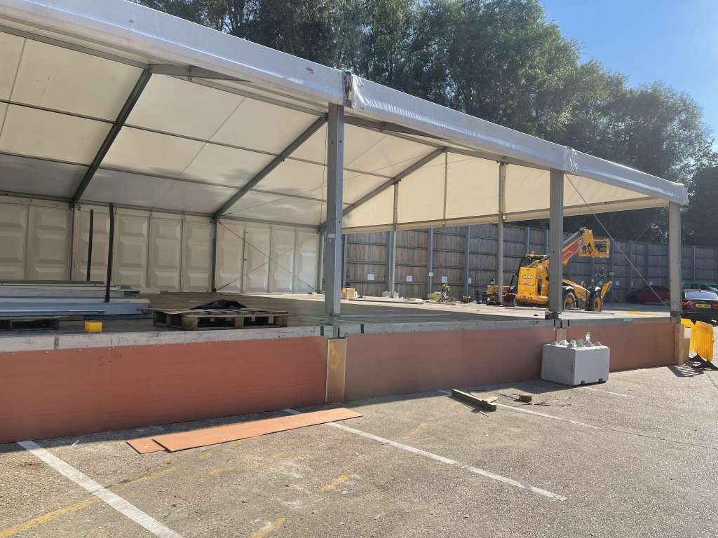 Marquee with cassette flooring and ABS hard wall sides